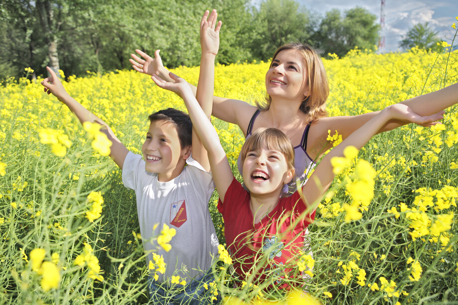 Family on a field.